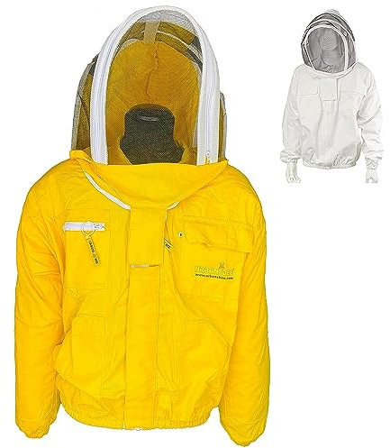URBANSBEE Chaqueta de Apicultor de algodon profesional Chaqueta de Apicultura hombres mujeres Traje Apicultor Elegante Sombrero Velo