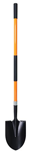 VNIMTI Heavy Duty Gardening Shovel, 56 Inch Round Blade with Fiberglass Handle (Orange)