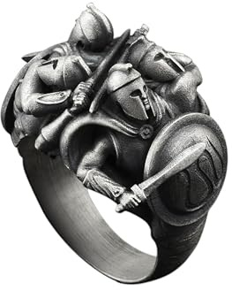 Bysilverstone - Bague Pour Hommes En Argent Sterling Faite À La Main De L'Armée Spartiate En Guerre, Bague De Guerriers Spartiates, Bijoux De Guerriers Spartiates, Bague De Mythologie Grecque,