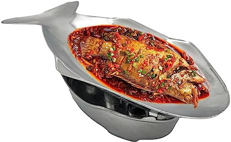 Pomurom Piatto da portata per pesce – Piatto da portata in alluminio stile thailandese, piatto in alluminio stile thailandese, cibo asiatico streetfood, set caldo per cene di famiglia, campeggio,