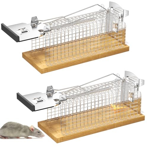 Lectorias 2 Stück mausefalle lebend, Wiederverwendbar rattenfalle, mäusefalle mit Empfindlichem Auslöser, lebendfalle Maus mit Doppeltür, lebendmausefallen für in der Lager im Küche Im Garten
