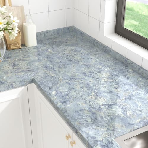HotDecor Papel Tapiz Autoadhesivo Marmol Azul Vinilo Adhesivo Muebles Liso Papel Pintado Pared Moderno Vinilo Para Encimera De Cocina Papel Adhesivo Pared Azul Papel Adhesivo Para Muebles 40cm x 200cm