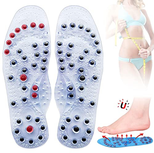 Massage Magnetic Insole Slimming with 68 Magnetic Massage Areas,Foot Acupuncture Point Therapy Insoles Shoe Insert Cushion Arch Support Shoes Pads(Size:S(35-40),Color:Transparent)