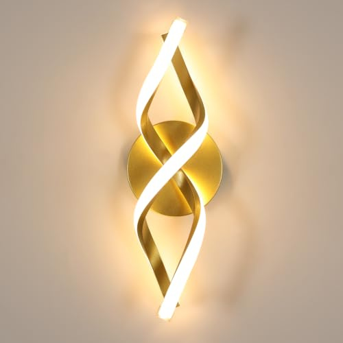 DELIPOP Lampada da Parete LED, 16W 1800LM Oro Applique da Parete 3000K