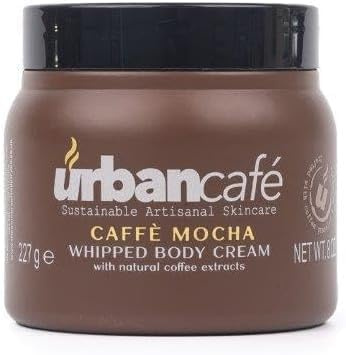 Urban Café Crema Montata per il corpo, Burro per il corpo idratante al burro di karité e cacao, consistenza cremosa e cremosa e ricca per una pelle morbida, Crema idratante profumata Caffè Moka, 227 g