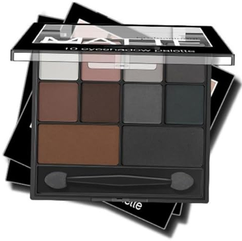 Matte Smokey Eyeshadow Palette – 10 Highly Pigmented Grey & Black Shades, Waterproof & Long-Lasting Eye Shadow with Dual-Ended Brush, Ideal for Creating Stunning Women’s Makeup Looks