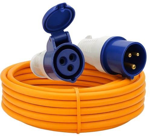 Extension Lead Cable 240v 16amp 10 Meters - Mains Electric Hook Up Cable with 3-Pin Male to Female Plug for Campervans, Motorhomes, Camping, Generators & Outdoor Power Connections (10 Meters)