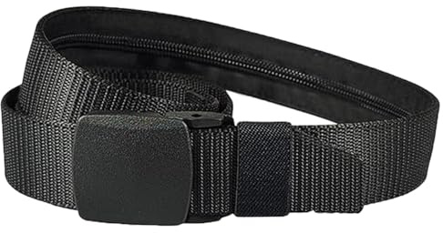 SIXHAOBU Ceinture à Monnaie pour Homme et Femme avec Compartiment Secret,Ceinture de Voyage Porte-Monnaie,120 cm, réglable avec Compartiment Secret, pour Voyage et Activités Quotidiennes (Noir)