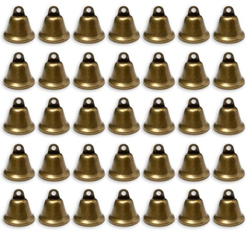 pangutheos 35 Piezas cascabeles pequeños, 38 x 35 mm Color Bronce Vintage Campanas navideñas Pequeño Colgar campanillas Navidad Ideal para Decoraciones Navideñas Manualidades Campanas de Viento