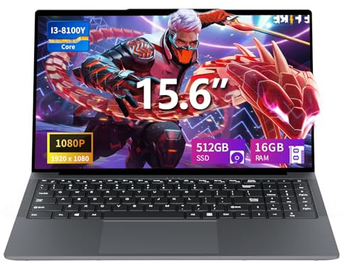 Txxren Laptop 15.6 inch, Core i3-8100Y Processor 16GB RAM 512GB SSD, Notebook Win 11 Pro FHD 1920 * 1080, Laptop with Type-C, USB 3.0, Mini HDMI, Wi-Fi, BT5.0, Numeric Keypad Laptops Computer