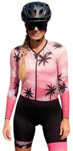 Combinaison de triathlon pour femme - Maillot de cyclisme - Combinaison VTT - Vêtements de triathlon - Rose, 1, X-Large