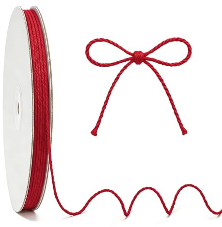 KINGLAKE 100m Red Cotton String, 2mm Macrame Bakers Twine Butchers Kitchen String for Cooking Meat, Crafts, Gift Wrapping, Christmas Halloween Decorations, Valentine's Day Presents