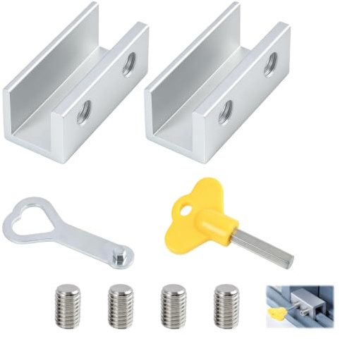 2 PCS Tope Para Puertas Y Ventanas Correderas,Cerradura Ventana Corredera,Cierre Ventana Corredera Aluminio,Cerraduras De Seguridad Para Ventanas Con Llave,Para Hogares,Dormitorio Y Cocina
