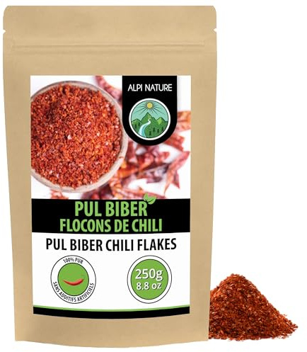 Alpi Nature Pul Biber Chiliflingor 250g, Pul Biber Chili Flingor, Krossad Chilipeppar för Matlagning