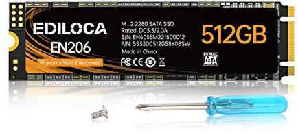 Ediloca EN206 512GB 3D NAND M.2 SSD, M.2 2280 SATA III 6Gb/s SSD Internal Hard Drive, Read/Write Speed up to 550/460 MB/s, Compatible with PC Desktop & Laptop
