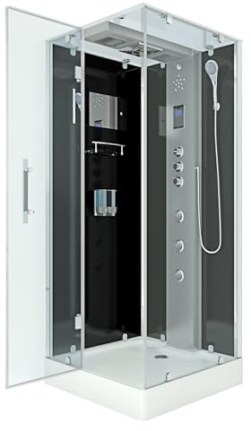 AcquaVapore Duschkabine Komplettdusche Fertigdusche Dusche D38-23L1-EC 100x100 cm mit 2K Scheiben Versiegelung