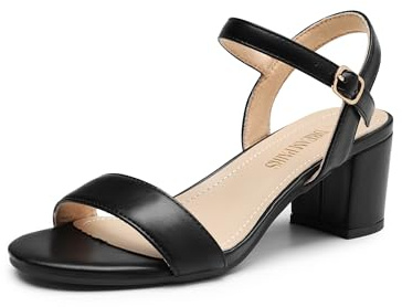 DREAM PAIRS Sandalia Vestir Tacón Mujer,Size 41.5,Negro-Pu