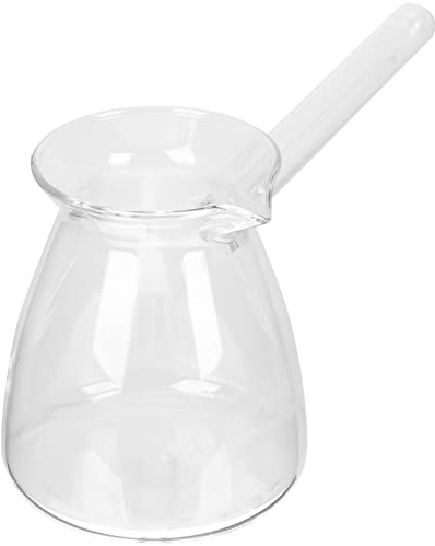 HOLIDYOYO Cafetière Turque En Verre : Théière Transparente De 450 Ml Avec Poignée Latérale Cuisinière Théière Chocolat Chaud Beurre Pot Transparent Cezve Briki Ibrik Cafetière Grecque