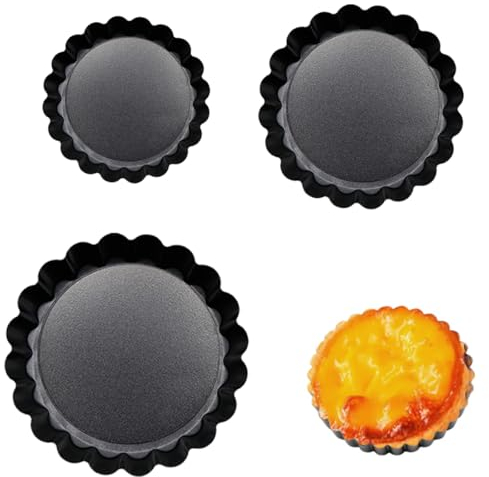 EBHO 3 Pezzi Teglie da Forno, Stampo Crostata Fondo Amovibile, Teglia per Crostata, per Crostatine Facile da Smontar (3 Misure)