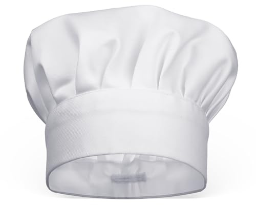 Abeillo Cappello da Cuoco Unisex Regolabile in Cotone - Professionale per Cucina (Nero, Bianco)