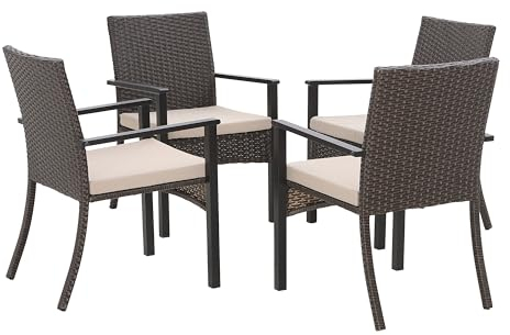 MFSTUDIO Gartenstuhl, Rattan Stuhl Garten Sessel Stuhlset Balkonstühle Terrassenstühle Balkonsessel mit Abnehmbaren Kissen…