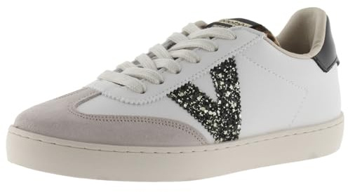 Victoria Basket Basse Berlin Ciclista Effet Cuir Pompée & Logo Pailleté & Bout en Croûte De Cuir 1126198 pour Femme