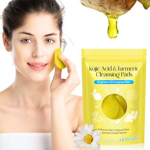 Turmeric Kojic Acid Cleansing Pads 60PCS, Kojic Acid And Turmeric Cleansing Pads Helps Balance Skin Oil And Water, Remove Excess Keratin From The Body'S Skin
