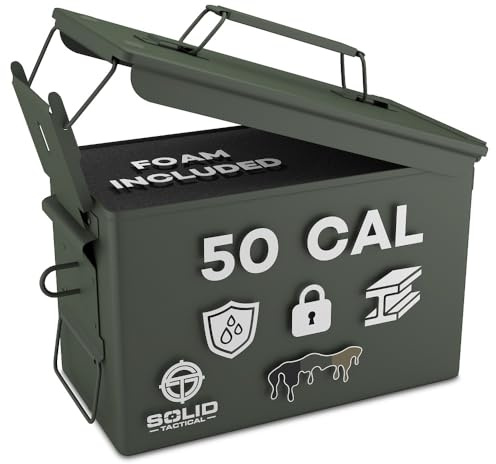 Lockable Metal Ammo Storage Box 9mm - New Military & Army Ammo Storage Container Ammo Safe Ammunition Boxes - Use Our Ammo Can as a Metal Box for Storage or an Ammo Crate Utility Box - Ammo Box