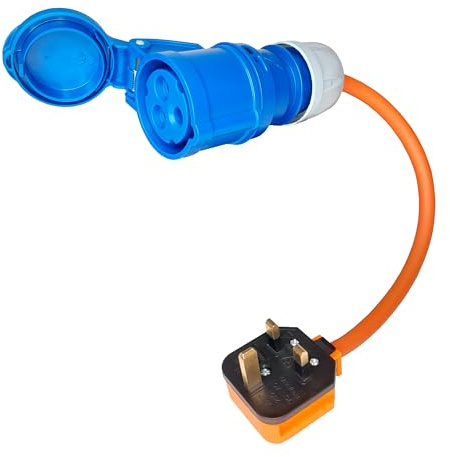 CAI UK 13A to 16A Fly Lead Converter: UK 230V-240V Mains Hook-Up Cable for Caravan Campervan Boat Motorhome. 13amp Plug to 16amp Socket