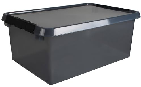 helit H6165508 - Boîte de rangement the comfort-line 45 L - gris transparent, boîte de rangement avec couvercle
