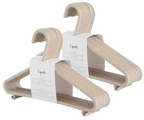 3 Sprouts - Grucce Bambini - Grucce sostenibili in plastica per bambini - Appendiabiti Colorati e Divertenti per Neonati e Bambini, Confezione da 30 - Beige