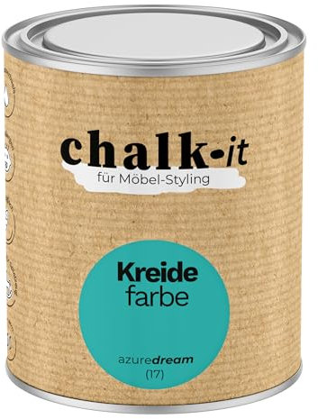 chalk-it Kreidefarbe 750ml (17) Azure Dream Möbel Farbe Shabby Chic Holzlack Natur Vintage Look Möbellack Erfüllt EN71-3 Sicher Kindermöbel Spielzeuge