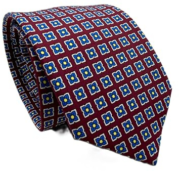 CARACCIOLO Cravatta Elegante in Seta Stile Classico Sartoria napoletana (BORDEAUX FLOWER)