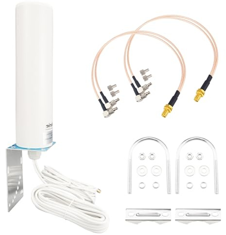 Boobrie Antena WiFi 4G 5G LTE de alta ganancia 10dBi para exteriores, antena omnidireccional 698-3800MHZ, enrutador, módem, antenas de puerta de enlace, doble SMA macho de 16.4 pies, cable RG58 + SMA