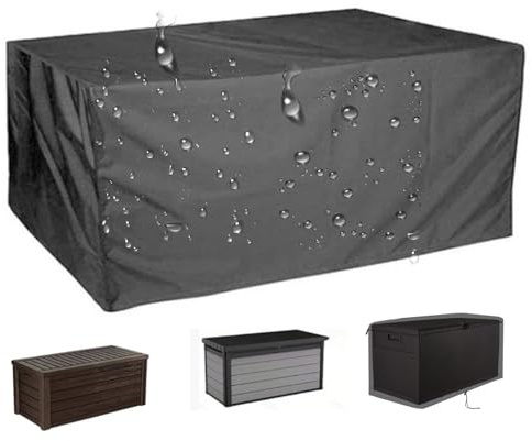 Impermeable Funda Protectora para Arcón Exterior, 210D oxford de Cubierta para Baúl Almacenaje para Jardín Terraza, Fundas para Caja de Almacenamiento para Balcón(Size:158*76*71cm,Color:Negro)