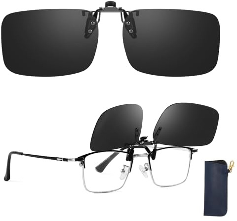 TJUTR Polarised Flip-Up Clip On Sunglasses Over Prescription Glasses