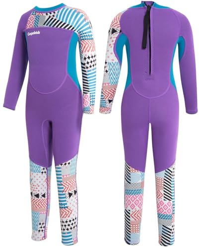 Gogokids Wetsuit Kids, 2.5mm Neoprene Thermal Swimsuit with UV Protection & Back Zipper, Full Wet Suits for Girls Boys Swimming in Cold Water, Surfing, Snorkeling