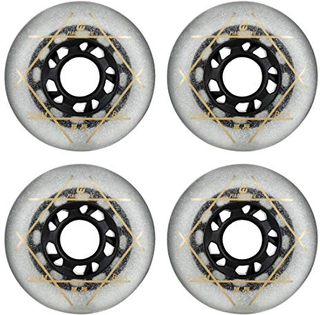 SzBlaZe 88A PU Wear Resist Sliding FSK Inline Roller Skate Replacement Wheels Without Bearings (Pack of 4) 72mm 76mm 80mm for Inline Skate Wave Board Caster Board Street Surf(White, 80mm)