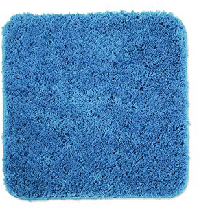 WohnDirect Badematte 45x45 cm ohne Ausschnitt Hellblau – Kleiner Badteppich Quadratisch & rutschfest, Flauschiger Badvorleger, Waschbar, für Gäste-WC & Fußbodenheizung