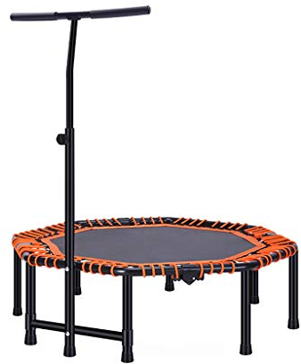 Rebounder trampolin för vuxna bungeer, träna trampolin fitness trampolin med justerbar handtag stång bärbar och vikbar studsmatta för vuxna barn kropp fitness träning