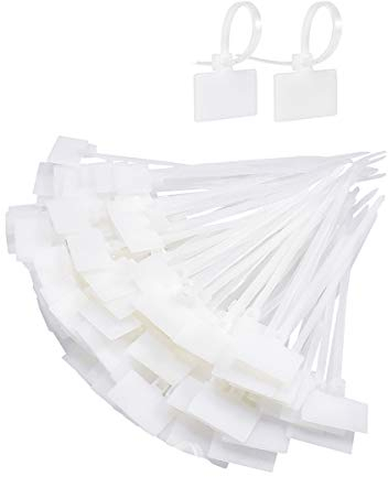 Kissral 200pcs Attache Cable Blanc Etiquette Cable Electrique Plastique Cable Management Etiquette Cable Reseau Organisateur de Cordes pour Ordinateur La Télé Bureau Marquage des Fils