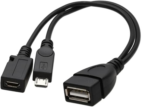 kenable USB OTG On The Go Adapter with Micro B Male & Female with Power Socket