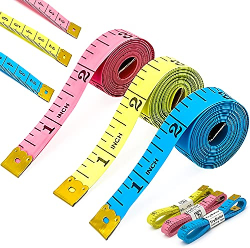 Nastro biadesivo per il corpo, confezione da 3 pezzi di nastro di misurazione a doppia scala per cucire panno da sarto 150 cm (multicolore)