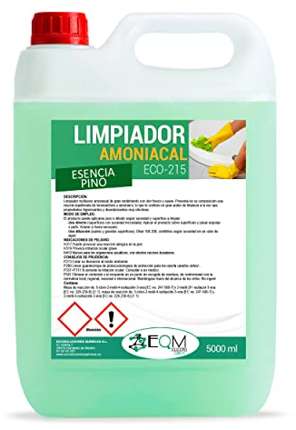 EQM - ECO-215 - Limpiador Amoniacal Multiusos Perfumado - 5L - Limpieza de suelos y todo tipo de superficies - Amoniaco perfumado