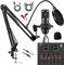 SKTEET Podcast Equipment Bundle, with BM800 Podcast Microphone and V8 Sound Card, Voice Changer - Audio Interface -Perfect for Recording, Singing, Streaming and Gaming (V8-Black)