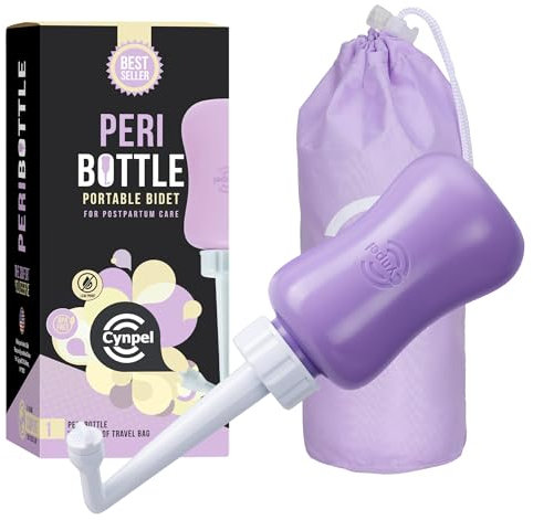 Cynpel Bidet Portatile Post Parto - Bidet da Viaggio Pieghevole - Peri Bottle Post Partum - Pompetta Sollievo Emorroidi - Design Ergonomico Facile da Usare - Antigoccia per il Trasporto - Viola