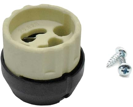 Lampenfassung GZ10 / GU10 + Sockel M10x1 + Schrauben DIN 7981C - Fassung mit Steckanschluss horizont diagonal 25.828.2000.00