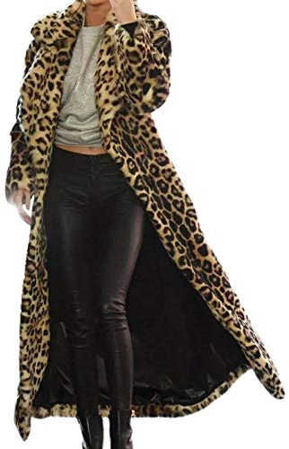 Abrigo de invierno largo para mujer, abrigo de piel extralargo, elegante estampado de leopardo, abrigo de piel sintética, abrigo de piel de invierno, abrigo de invierno, abrigo cálido extra largo,