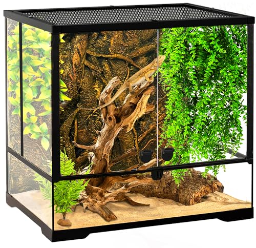 NEPTONION 32 Gallonen professionelles Glasterrarium 60cm x 45cm x 45cm, langlebiger Reptilien-Lebensraumtank, mit hitzebeständigem Rahmen aus Aluminiumlegierung