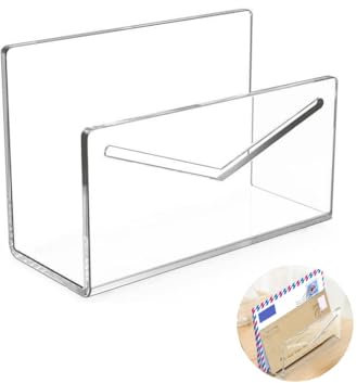 GYWHOOFT Briefablage aus Acryl | Briefablage mit transparentem Aufdruck, vertikaler Briefhalter, Aktenordner, für Schreibtisch, Buchständer, Organizer für Büro Schule